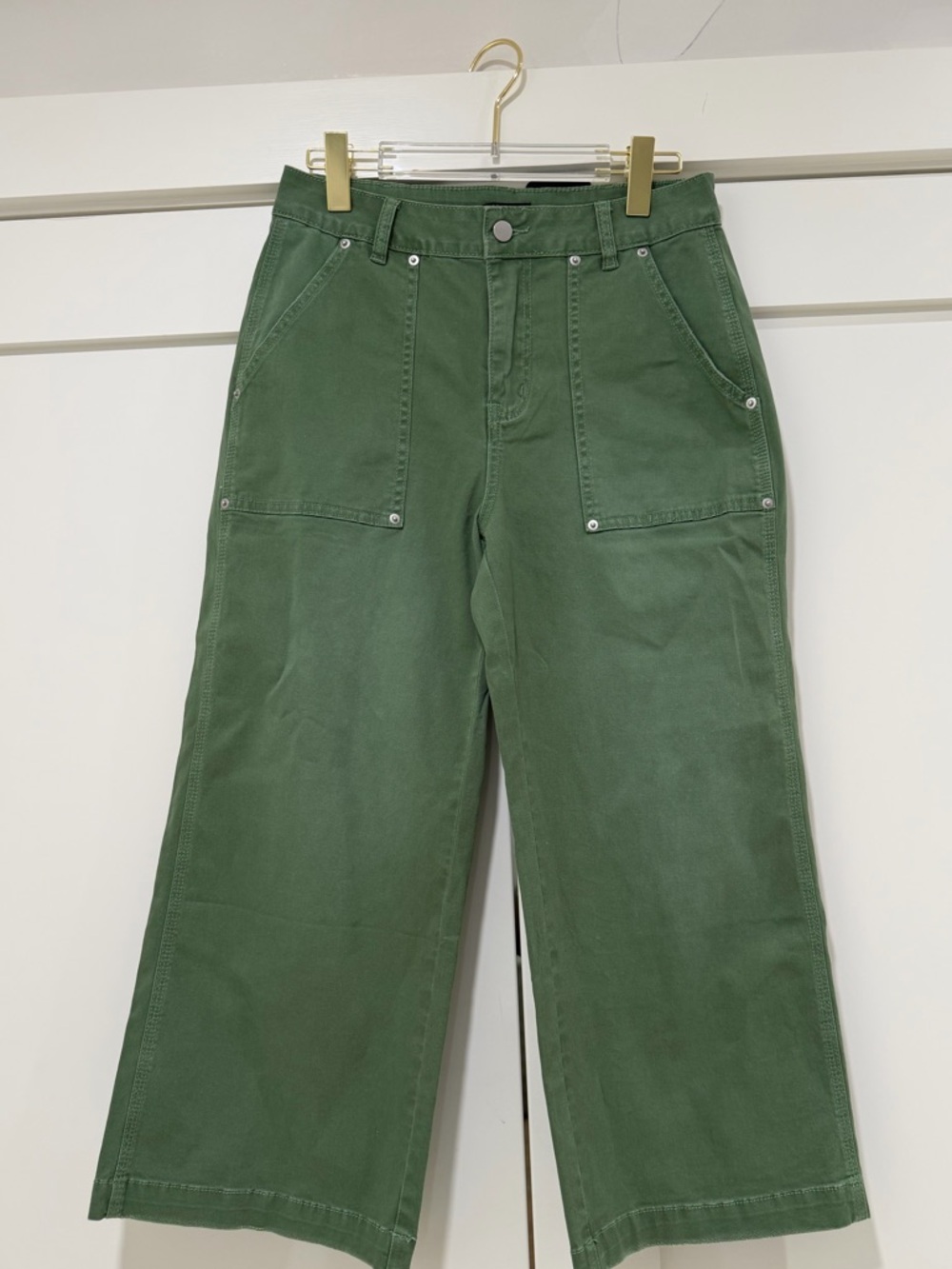 FLAMINGALS Green Utility Wide Leg Cropped Pants Size M High Rise   NWOT